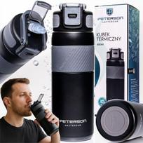 Termo puodelis su šiaudeliu ir užraktu Peterson, juodas, 660 ml