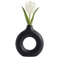 Dekoratyvinė juoda PVC vaza, minimalistinė