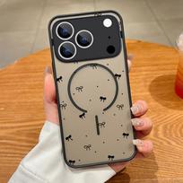 Thin Ring Magnetic For Magsafe Case For iPhone 17 Pro Max Case iPhone 16 15 14 13 Pro Max 17E Silky Buwknots Print Hybrid TPU+PC Matte Cover iPhone 14 Pro MAX