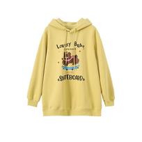 Large size women's clothing cute bear ears fleece sweater winter loose and thin printed top 413688 xl ( 65-75kg )
