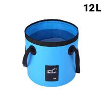 Folding Car Washing Bucket 12/20L Waterproof Durable PVC Sturdy Handles for Outdoor Camping Fishing Gardening Blue 12L