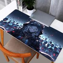 Desk Mat Gaming Mouse Pad, Anti-slip Rubber, Stitched Edges, Bold Red Anime Girl with Cards Design, Extended Keyboard Pad (as the picture,300x600x2mm)