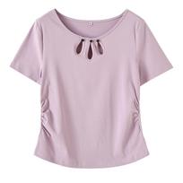 Large size round neck water drop hollow short-sleeved T-shirt women's 2026 summer new casual versatile niche top 275121 xl ( 65-75kg )