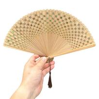 Portable Folding Bamboo Fan Solid Color Elegant Handheld Fans Women's Folding Fan  Party Gift Brown Style C