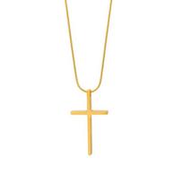 European Hip Hop Fashion Stainless Steel Simple Gold Cross Pendant Necklaces for Women/Men 24inches