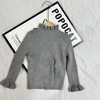 Kids Autumn Winter Thickened Fleece Lined Half Turtleneck Ruffle Hem Knit Sweater Warm Base Layer Top 80