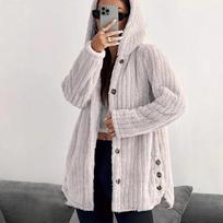 Women Fleece Jackets Autumn Winter Long Sleeve Button Loose Velet Cardigan Sweatshirt Outwear XS