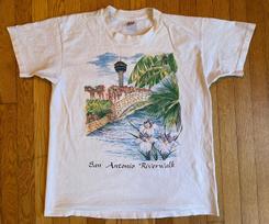 Vtg 90s San Antonio Riverwalk Texas Art Single Stitch T-Shirt Size XL Anvil M