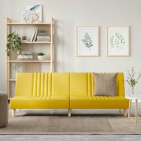 Folding Sofa, Light Yellow, Upholstered in Fabric