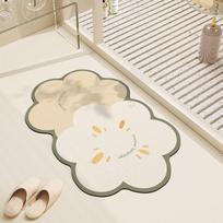 Small Fresh Flower Bathroom Water Absorbing Foot Mat Household Bathroom Diatom Mud Irregular Floor Mat Bathroom Entrance Mat 60*90cm smėlis
