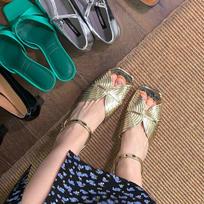 Summer 2024 Gold Sandals for Woman Open Toe Footwear Buckles Women's Shoes with Medium Heels Sandal Korea Comfort The Best F H 35