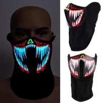 LED Big Terror Masks VoicE activated Music Mask Festival Party Dance(red) black