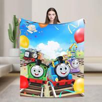 T-Thomas The Train Friends   Blanket  Warm Soft Print Plush Throw Blanket For Living Room Decorative Flannel Bedspread Bed Cover 30x40in blue