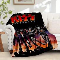1pc KISS,Destroyer,Rock Band Printed Flannel Blanket, Super Soft Plush Bed Cover, Four Seasons Quilt for Sofa, Bed, Office,77 80cm x 120cm