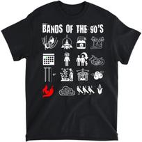 Funny Nerdy Iconic Alternative Rock Bands of The 90s White T-Shirt, Tank Top, Long Sleeve, Sweatshirt, Hoodie Men Women Kids Made in Canada Black S