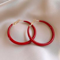 Ankola red oil drop round earrings earrings simple temperament versatile earrings
