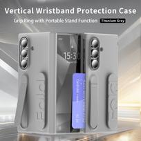 Silicone Wrist Strap Fold Stand Slot Card Holder Wallet Case For For Samsung Galaxy Z Fold 7 6 5 4 5G Shockproof Soft Bumper Cover Galaxy Z Fold7