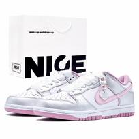 Nike Dunk Wear resistant And Lightweight Low top Skateboard Shoes Women's Pink Silver DD1873-112(Team1483-GBAG) 36