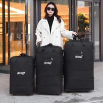 Sulankstomas praplečiamas didelės talpos kelioninis krepšys su universaliais ratukais – Carry-on bagažas iš Oksfordo audinio Small Dual-Layer Expandable, 4 Wheels, Convertible juoda