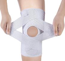 Kelio įtvaras kelio skausmui - Kompresinis palaikymas su oro tinklelio audiniu ir reguliuojamais šoniniais stabilizatoriais XXL balta