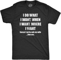 Mens Do What I Want Gotta Ask My Wife T Shirt Funny Sarcastic Marriage Graphic Wedding Tee S įvairiaspalvis