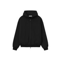 Fear of God Essentials Embossed 90s Fit Fleece Zip-Up Hoodie Vintage Black Men Tops 192DT256240F S