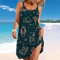 Women's Beach Dress Mini Dress  Mandala Fragrant Flowers Print Casual Modern Dress Sleeveless Loose Fit Outdoor Daily Summer XS