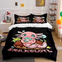 Pink Axolotl Eating Donut Bedding Set Bedding set (1 duvet cover, 2 pillowcases, duvet not included) 135x200cm