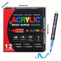 Acrylic  Markers Brush Tip Paint Marker 12-72 Colors Acrylic Paint Pen for Rock Canvas Wood Ceramic Adult Coloring DIY Crafts