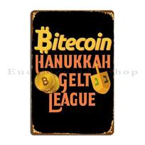 Hanukkah Bitecoin League Happy Hannukah Dreidel And Hannukah Gelt Metal Sign Create Home Funny Custom Club Tin Sign Poster 20x30cm（7.8x11.8inch）