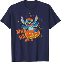Hot Fashion Disney Stitch Jack-o’-Lantern Surprise Mwa Ha Ha Halloween T-Shirt S-4XL Four Seasons Gift XXL