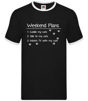 Weekend Plans With My Cat - Mens Ringer - Cats Love Funny Lady Kitten Crazy XXL
