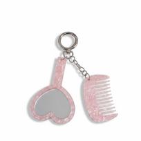 Acetate Material Grooming Keyring Mini Fine Tooth Comb Heart Mirror Comb  Outdoor Touch Up