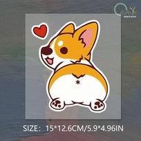 Car Cartoon Car Sticker Corgi Sticker Electric Car Motorcycle Rain Auto Sticker for Window Body Decor Helmet Sticker 15cm orange
