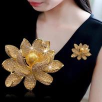 Women's Flower Brooch Pin - Elegant Design Brooch for Suit, Coat and Scarf - Yellow Floral Accessory Gift for Her one size