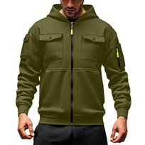 Men's Color Zip Hoodie with Pockets, Hooded Cardigan Sweatshirt L