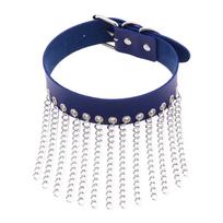 Hip Hop Non Mainstream Punk Leather Men Women Collar Personality Metal Tassel Necklace Clavicle Chain 45cm&Chains