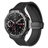 For Amazfit T-Rex 3 XDfind Crazy Horse Pattern Silicone Skin Magnetic Buckle Watch Band(Black) 557-EDA008491501A juoda