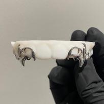 Custom Hand Out Y2K Teeth Grillz 925 Silver Grill Top 6 Grillz for Men Women Jewelry white