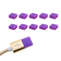 10 vnt./rinkinys Duomenų perdavimo kabelis USB dulkių kištukas įkrovimo laidas silikoninis apsauginis dangtelis USB apsauga nuo dulkių dangtelis violetinė