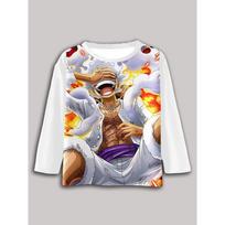 Anime One Pieces Luffy Zoro Children's 3D Digital Printing Boys Fashionable and Casual Round Neck Long Sleeved T-shirt 100