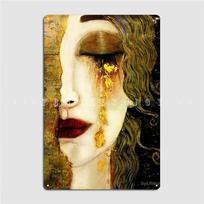 Golden Tears Freya’S Tears Of Gold Anne Marie Zimmerman School Of Klimt Poster Metal Plaque Cinema Wall Decor Tin Sign Poster 20x30cm（7.8x11.8inch）