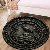Raven Dark Style Round Area Rug,Carpet Rug for Living Room Bedroom Sofa Playroom Decor,Non-slip Floor Mat59 80cmx80cm