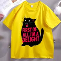 Women First of All Im A Delight TShirt Funny Cat Tshirt Short Sleeve Round Neck Tee Animal Catlover Tee Humor Graphic TShirt S