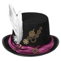Gothics Top Hat Steampunk Hat Punk Style Magician Hat with Feathers Adult Women Men Cosplay Costume Halloween Accessory M