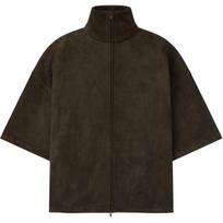 Fear of God Essentials Suede Fleece High Neck 3/4 Sleeve Jacket Brown Men Outerwear 192HO256952F L