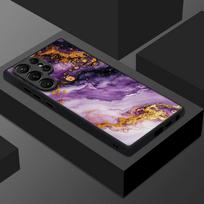 Thin Ring Magnetic Phone Case For Samsung Galaxy S26 Ultra S25 FE S24 S23 S22 Plus S21 FE Purple Marble Pattern Hybrid TPU+PC Matte Cover Samsung S22 Plus