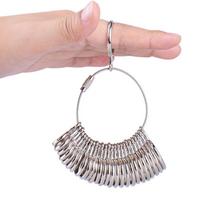 Silver Ring-sizer Gauge Tool Finger Sizing Measuring Stick Metal Ring Mandrel US Size Set 1-13 of 27 Pcs Circle Models Color: silver