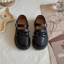 Black Girls Princess Leather Loafers Soft Sole Single Shoes for Middle & Big Kids Spring Autumn 26