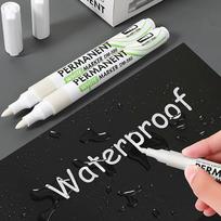 Waterproof White Permanent Marker Pens 1mm Fine Point Refillable Oil Based Paint Markers Set 2pcs(1.0mm tip)